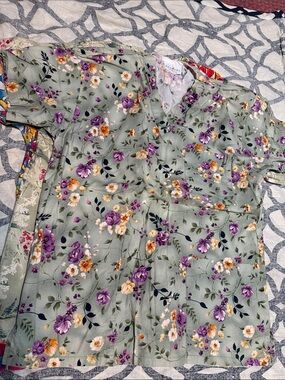 Floral V-Neck Scrub tops set of 3 all cotton medium